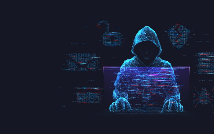 Pixelated bad actor with a hoodie on performing an account takeover attack